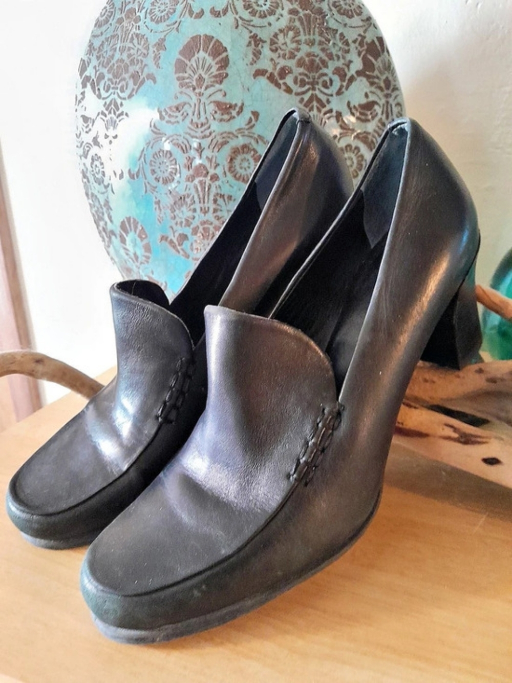 Franco Sarto Nolan Block Heel Loafer Pump Black